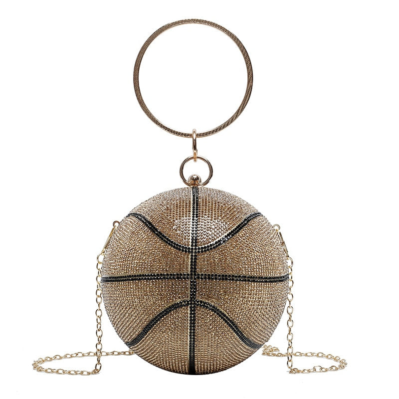 Luxury Basketball Diamond Party Evening Bag Purses and Handbag for Women  Ball Shape Shoulder Bag Clutch Designer Crossbody Bag
